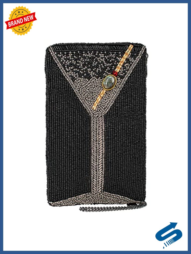 Beaded Crossbody Cell Phone Bag Clutch Martini Themed Evening Purse